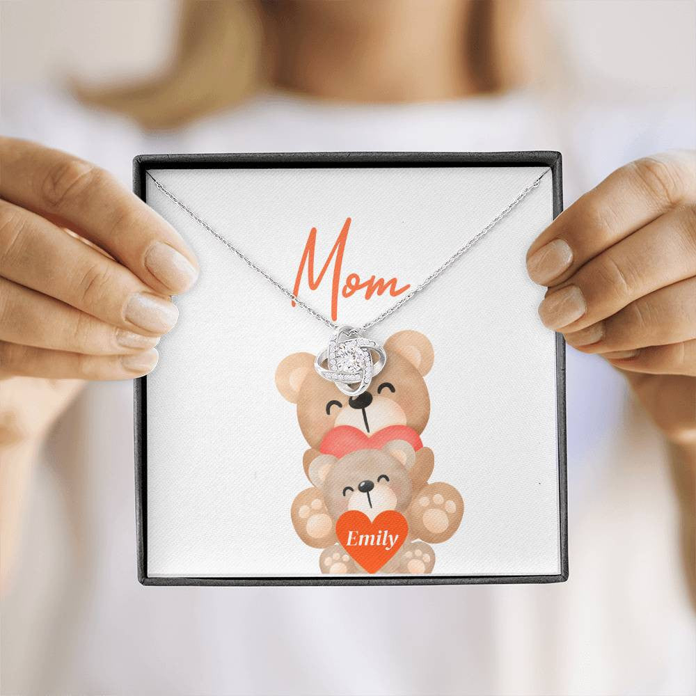 Personalized Love Knot Necklace To My Mother (Yellow & White Gold Variants)