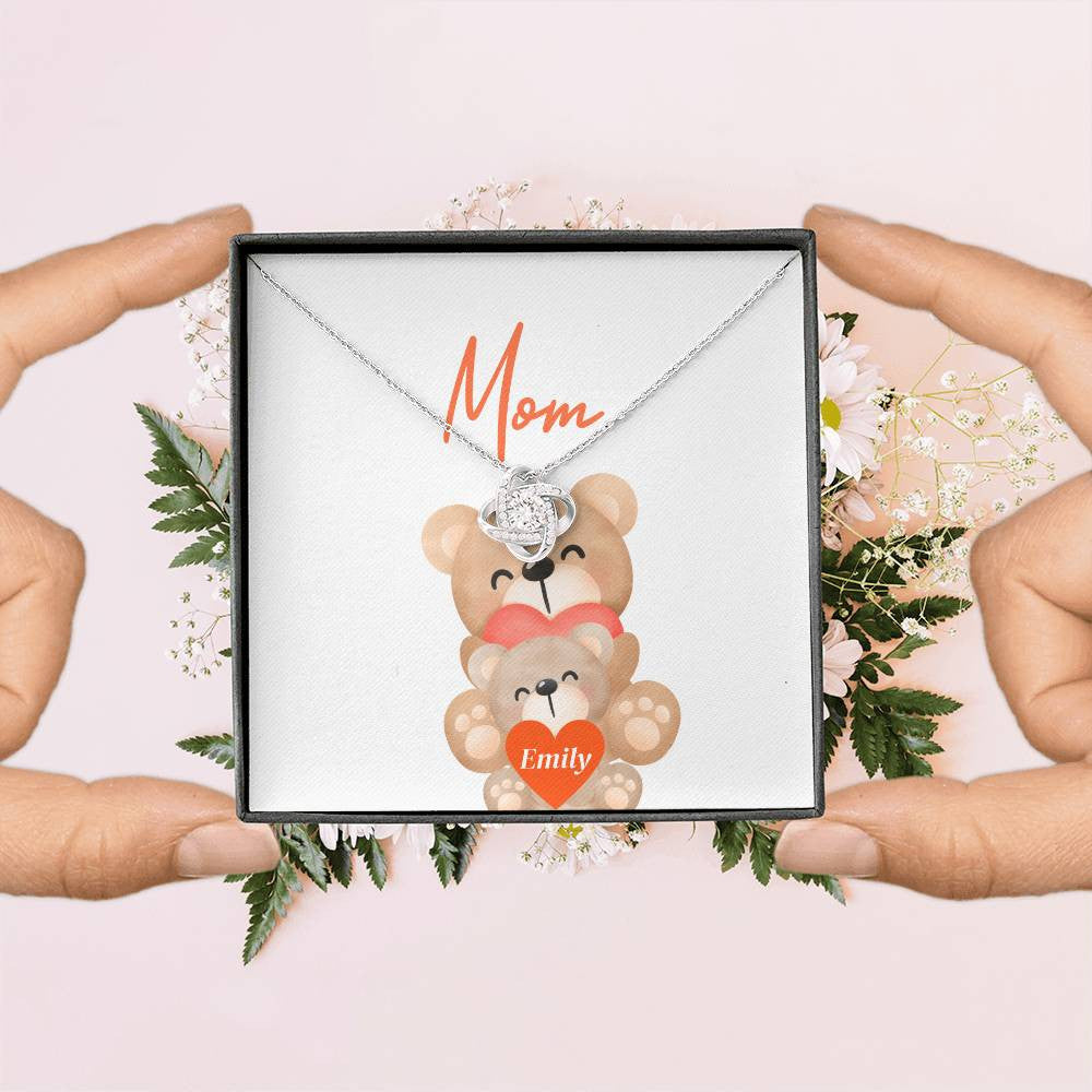 Personalized Love Knot Necklace To My Mother (Yellow & White Gold Variants)