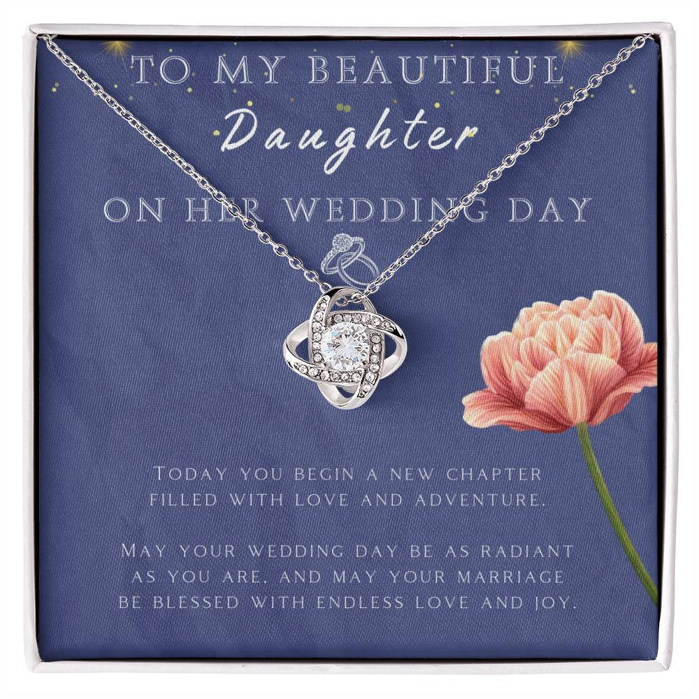 Wedding - Daughter Love Knot Necklace (Yellow & White Gold Variants)