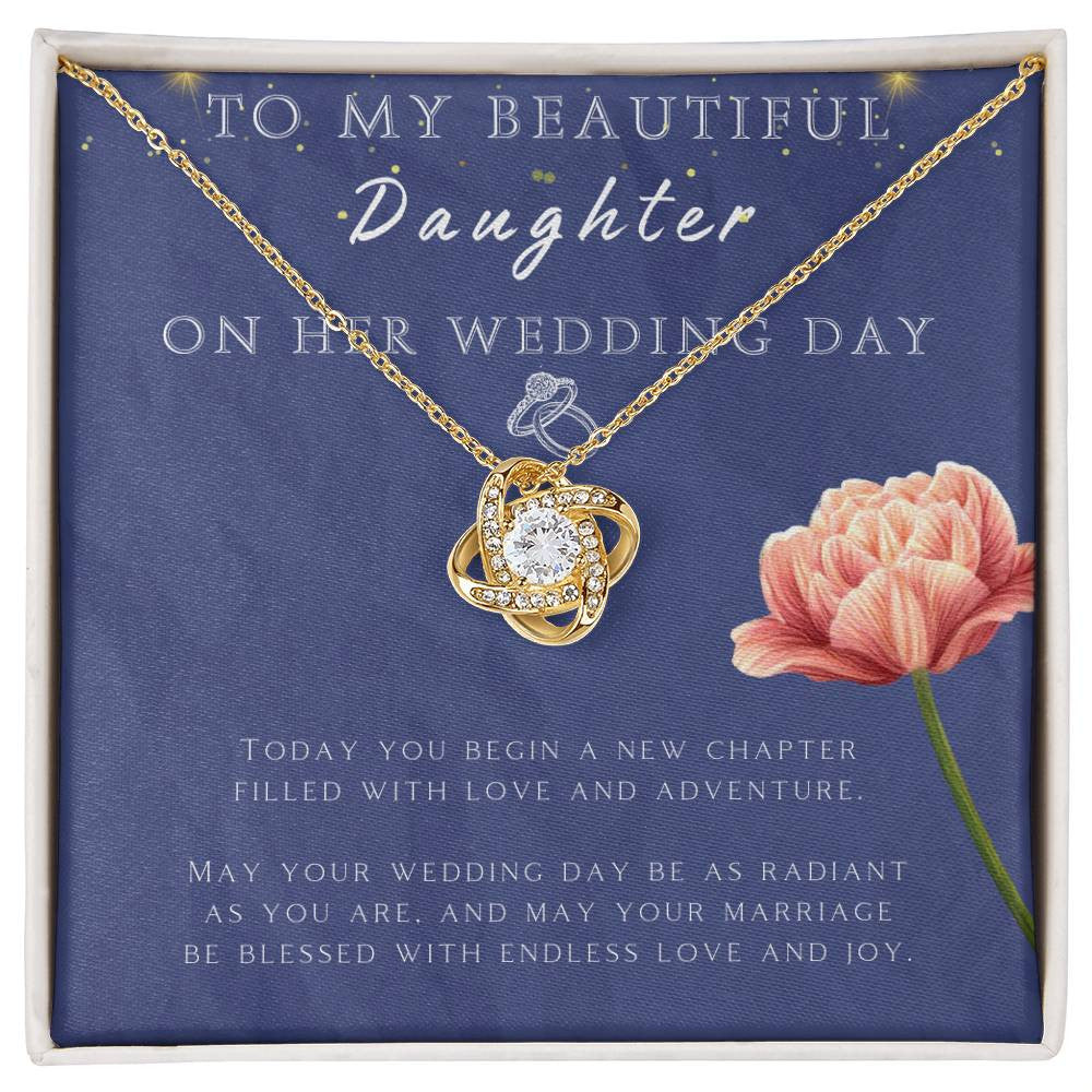Wedding - Daughter Love Knot Necklace (Yellow & White Gold Variants)