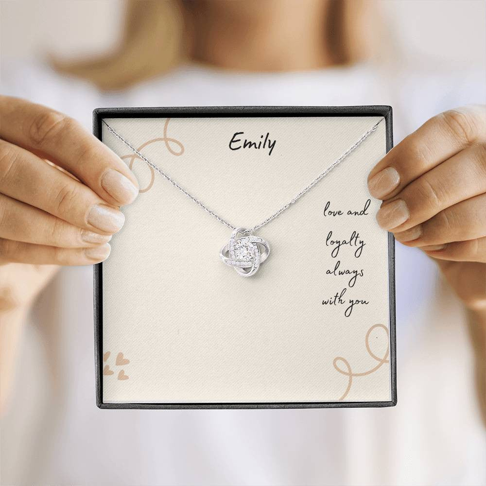 Personalised Luxury Love Knot Necklace - Love and Loyalty (Yellow & White Gold Variants)
