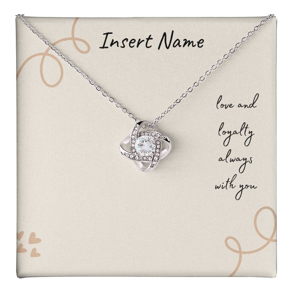 Personalised Luxury Love Knot Necklace - Love and Loyalty (Yellow & White Gold Variants)