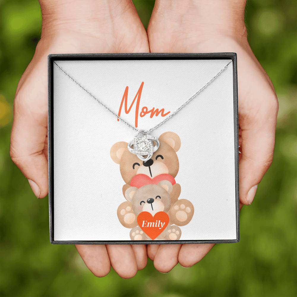 Personalized Love Knot Necklace To My Mother (Yellow & White Gold Variants)
