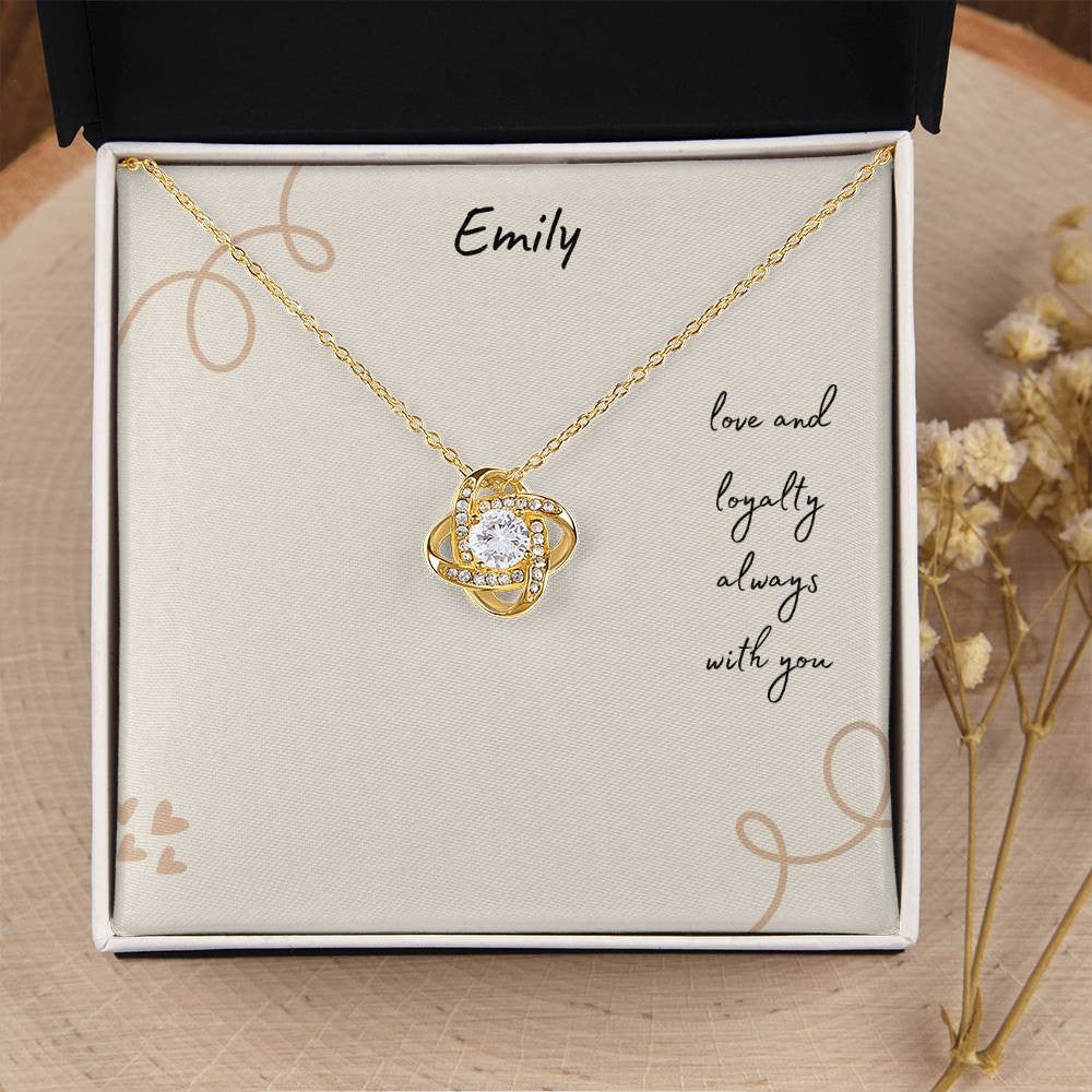 Personalised Luxury Love Knot Necklace - Love and Loyalty (Yellow & White Gold Variants)