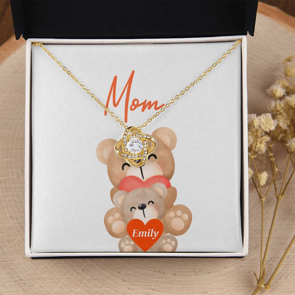 Personalized Love Knot Necklace To My Mother (Yellow & White Gold Variants)