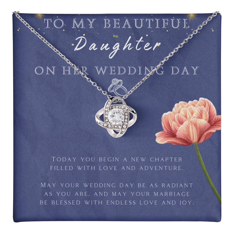 Wedding - Daughter Love Knot Necklace (Yellow & White Gold Variants)