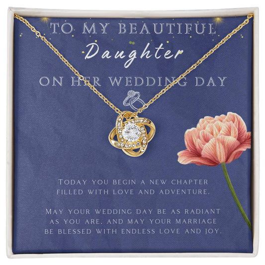 Wedding - Daughter Love Knot Necklace (Yellow & White Gold Variants)