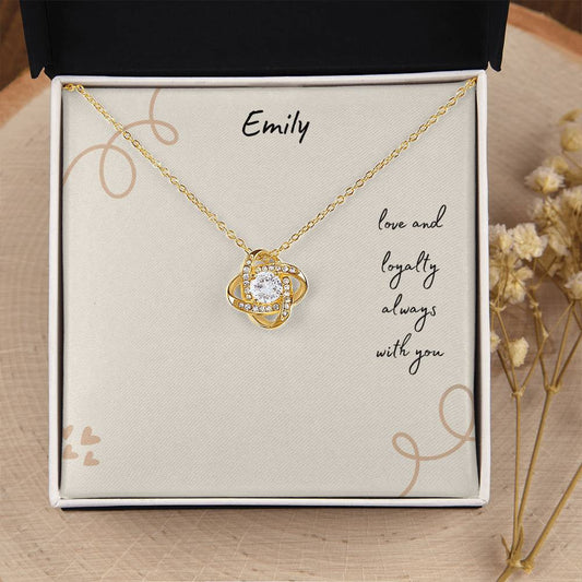 Personalised Luxury Love Knot Necklace - Love and Loyalty (Yellow & White Gold Variants)